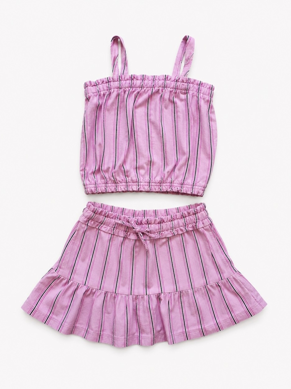 Carter's 2T Pink Striped Two Piece Skort Set Tank Top & Ruffle 100% Cotton - Picture 2 of 5